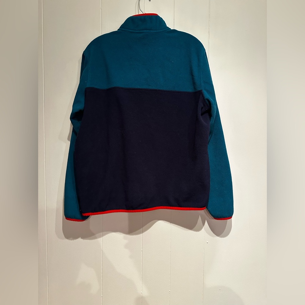 Lands’ End Snap Fleece Pullover Large Colorblock Teal Navy - Picture 5 of 5